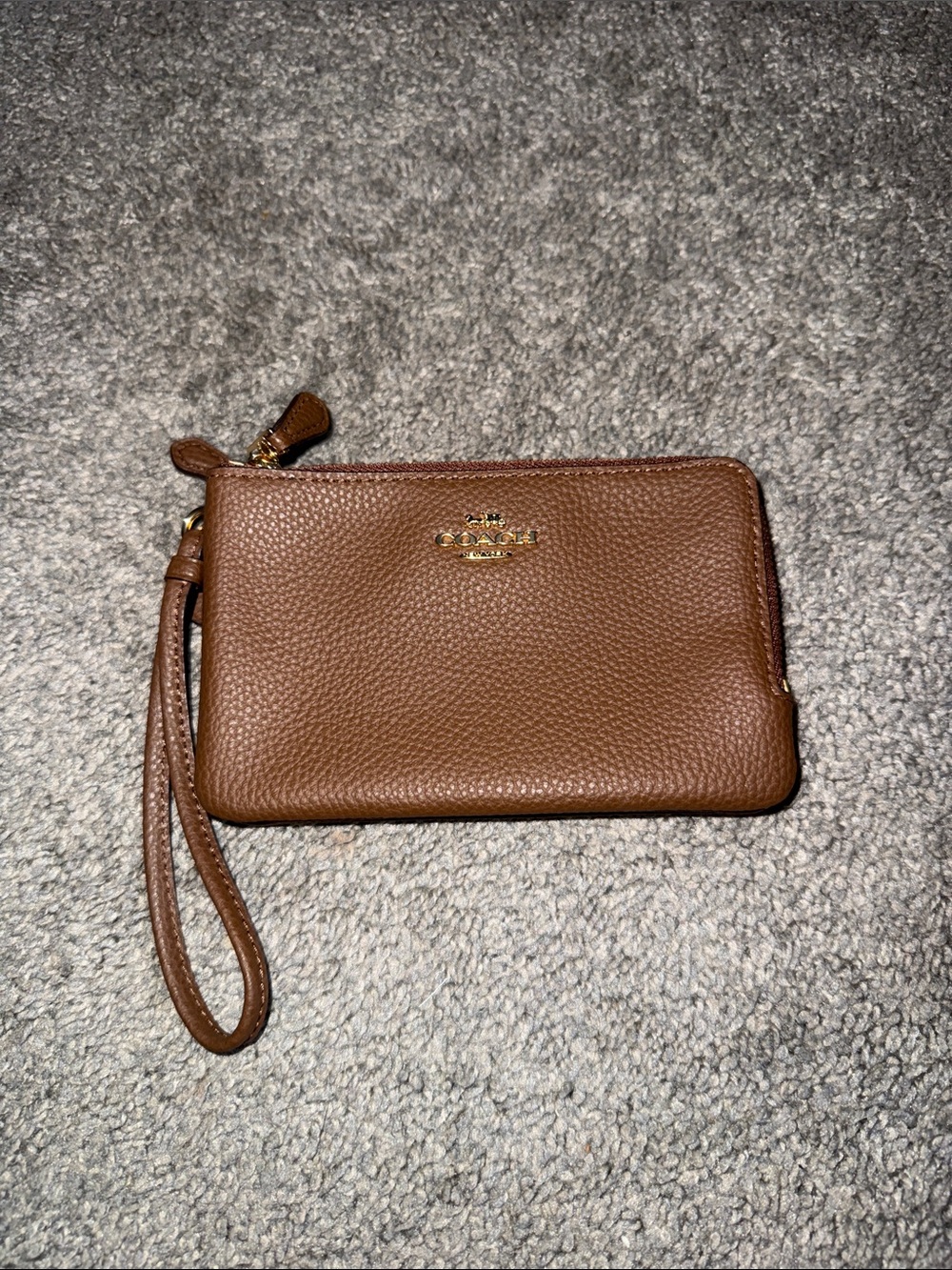 Coach Pebble Leather Wristlet in Brown